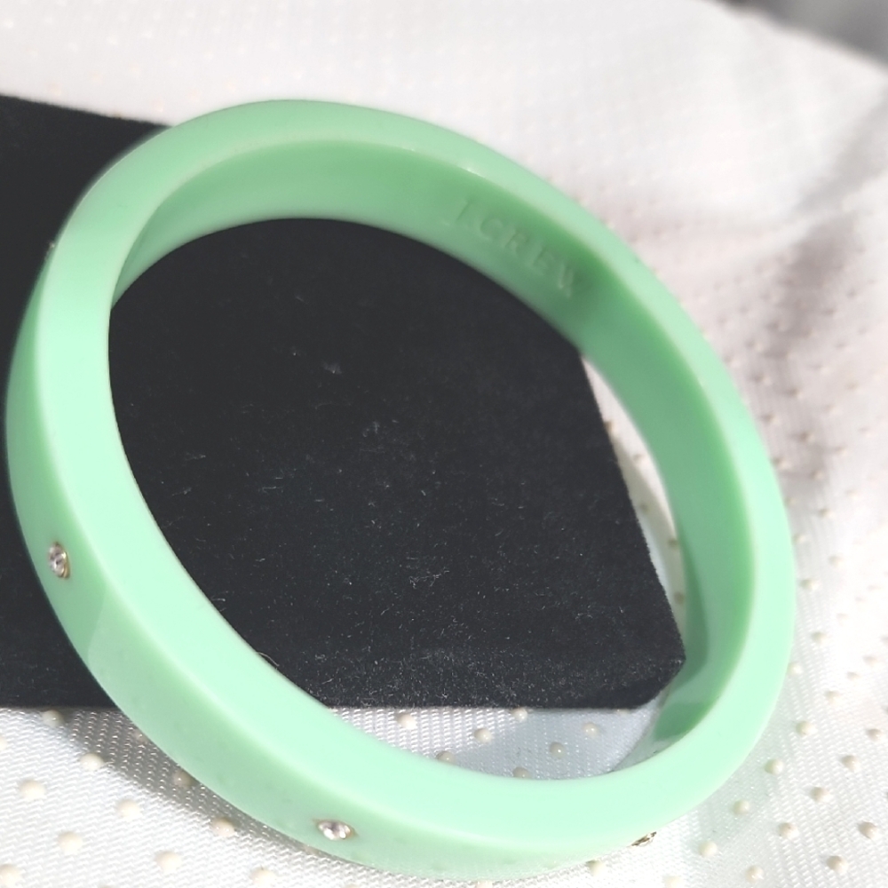 J.Crew Mint Green Bangle Bracelet With Crystal Encrusted.